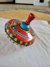 VINTAGE TIN LITHO ZEBRA SPINNING TOP BY OHIO ART CO. - 1940'S