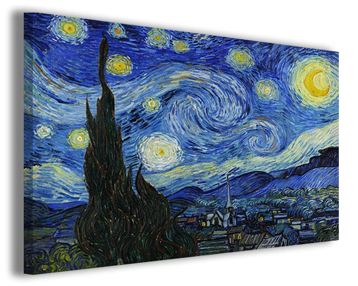 ITALIAN_MODERN_ART_2009 Quadri famosi Vincent Van Gogh XIV stampa su tela canvas notte stellata