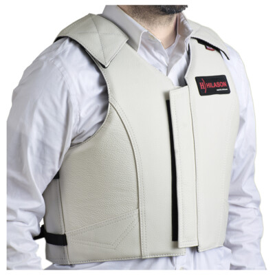 02HS Small Bull Riding Vest Hilason Bull Pro Rodeo Leather gear Equipment White