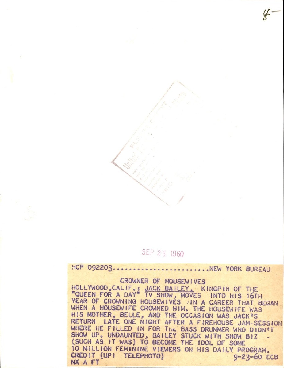 BR14 1960 Original Photo CROWNER OF HOUSEWIVES Jack Bailey Queen