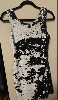 Adore Black And White Mini Sequin Dress Size Small Missy