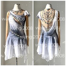 ice figure skating competition dress Gymnastics costume dance Dress white dyeing