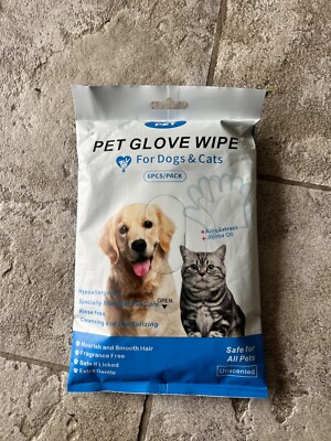 PET Cleaning Deodorizing Bathing Wipes for Dogs & Cats, Hypoallergenic Glove