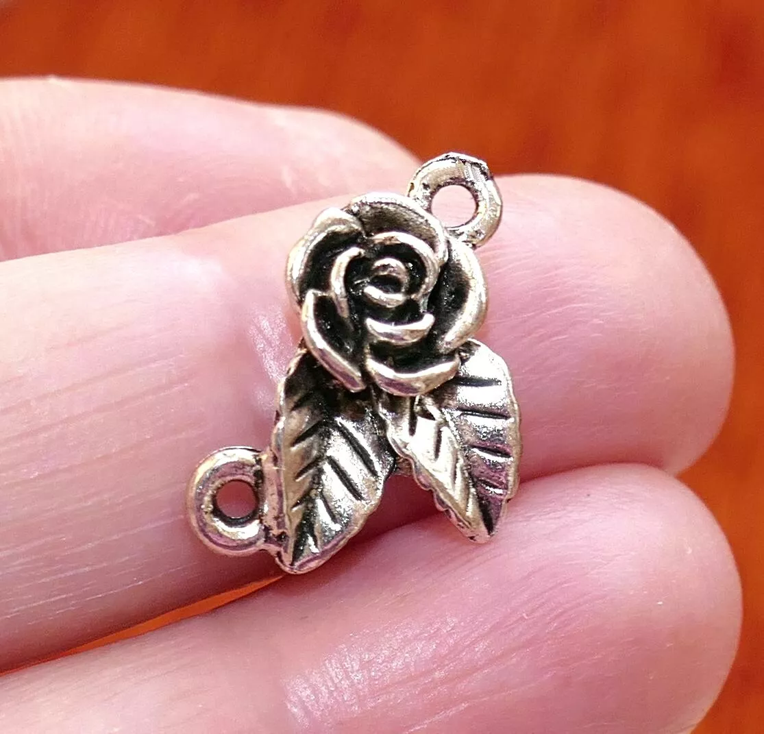 4x Flower 2 Hole Connector Charms for Bracelet Earring Necklace