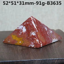 B3635-91g Natural Ocean Jasper Crystal Healing Reiki Energy Stone Carved Pyramid