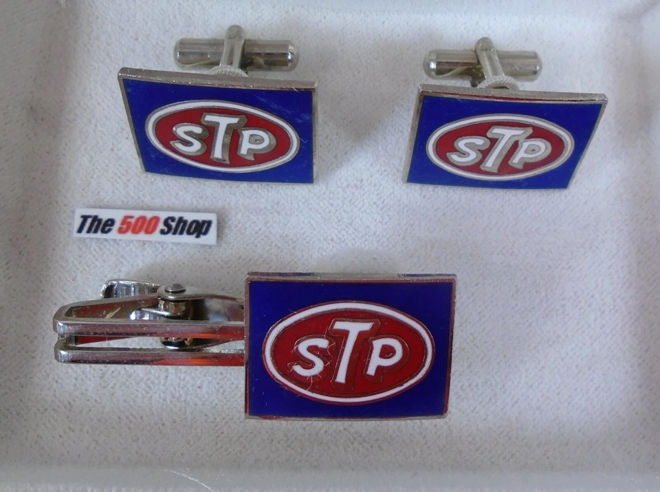 Juego de gemelos y clips de corbata STP 1970 Andy Granatelli Indy 500 IndyCar NASCAR Foto 2 de 4
