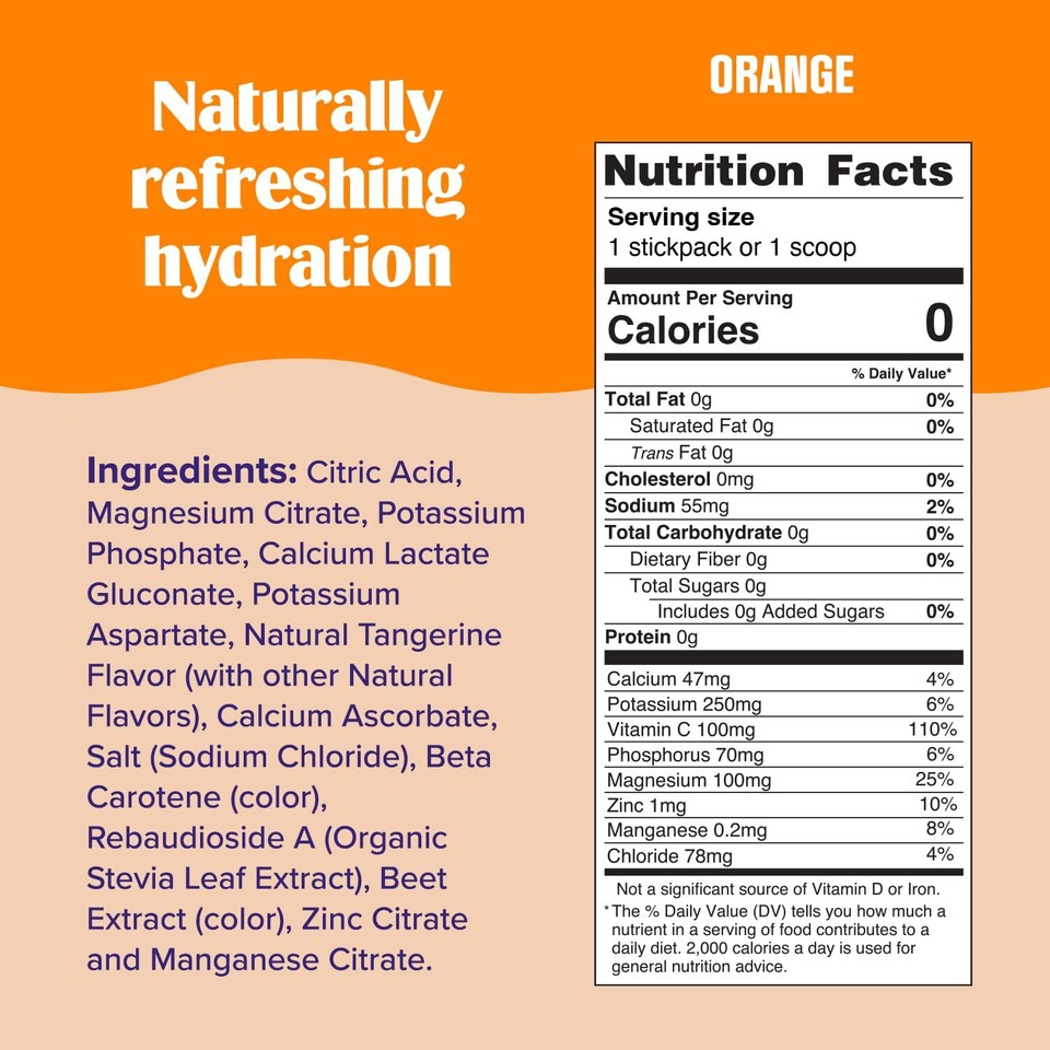 Replenisher Daily Electrolyte Drink Mix Orange 90 Servings Hydration