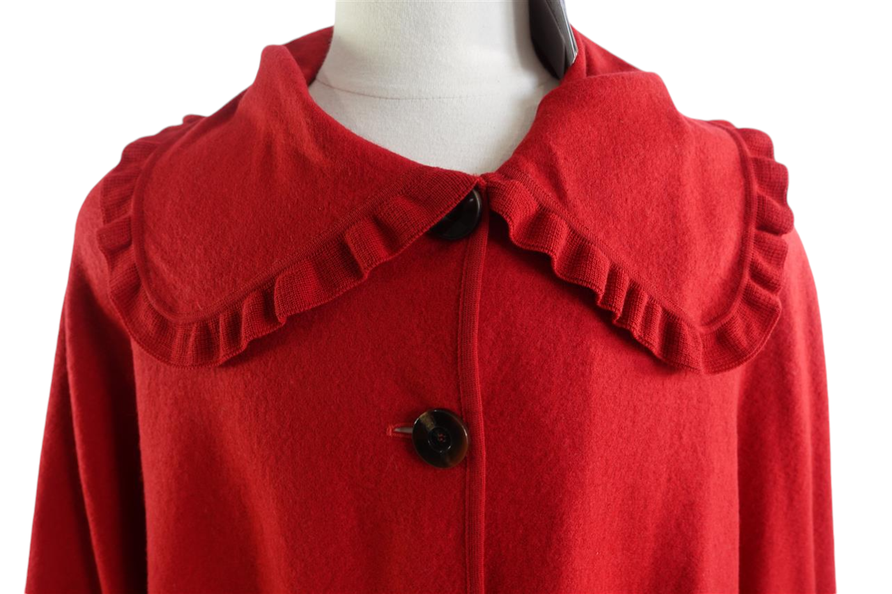 ALTRA Giacca cappotto medio nuovo con etichette Geiger $588 Finery Red Cape Wrap NUOVO pura lana donna 38