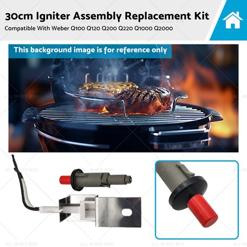 Kit Ricambio Accenditore Per Barbecue Weber Serie Q (Q100, Q200, Q1000) - Accenditore Nero Con Elettrodo In Ceramica, 30cm - 2