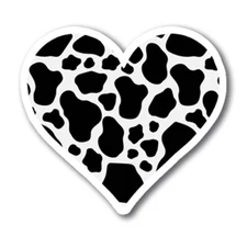Cow Print Heart Magnet Decal, 5 Inches, Automotive Magnet for Car