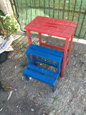 Sgabello Sedia Scala Scaletta richiudibile in Legno da Interno Naturale vintage