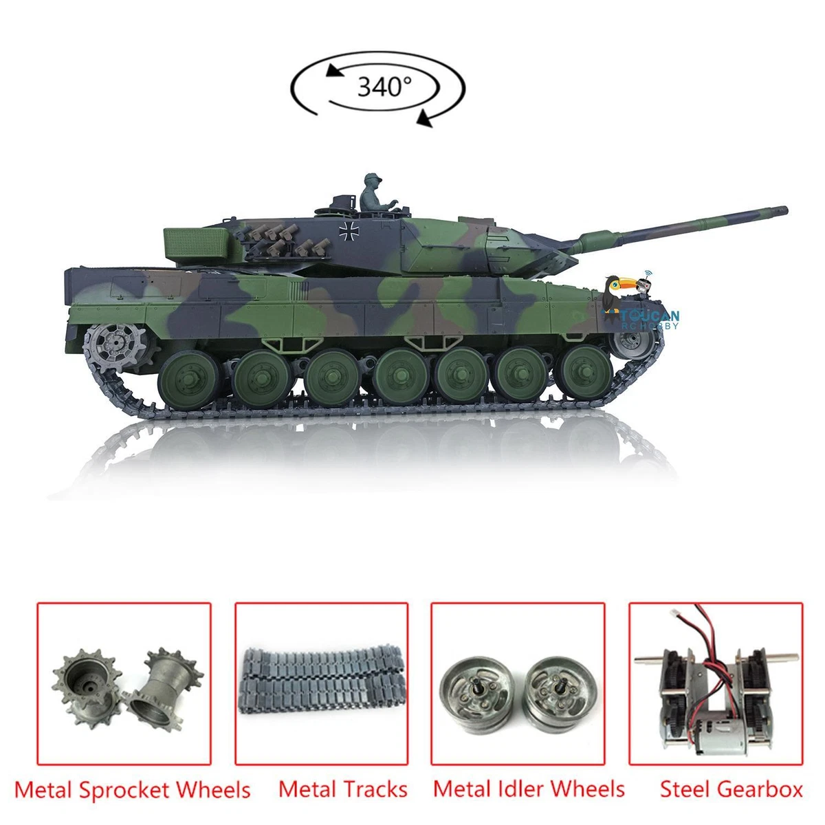 Heng Long 1 16 2.4G 7.0 Upgraded German Leopard2A6 RC Military