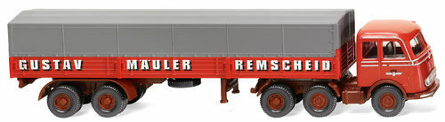 "Wiking 048804 Spur H0 Pritschensattelzug (Mb LPS333) \"Spedition Gustav MäUler\""-image