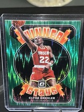 Clyde Drexler 2021-22 Panini Donruss Optic Winner Stays Green Shock