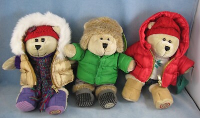 3 Starbuck's Bearista Bears in Winter Coats -Red '06, Gold '06 & Green '11