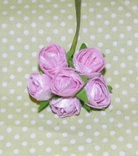 light PINK Velvet millinery ROSE cluster of 6 DOLL size Sewing, hats and crafts