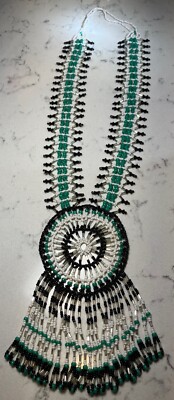 Handmade Navajo Dreamcatcher Necklace w/silver tones 20'' long top to bottom