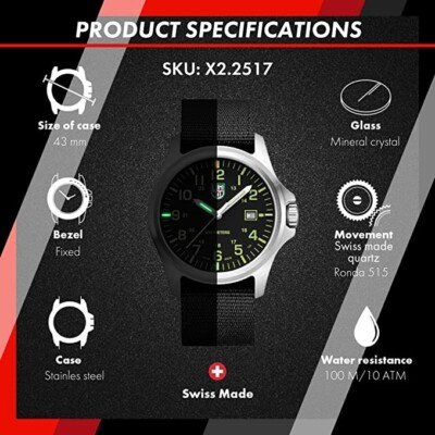 LUMINOX PATAGONIA STEEL X2.2517 43MM BLACK DIAL 100M MEN'S WATCH