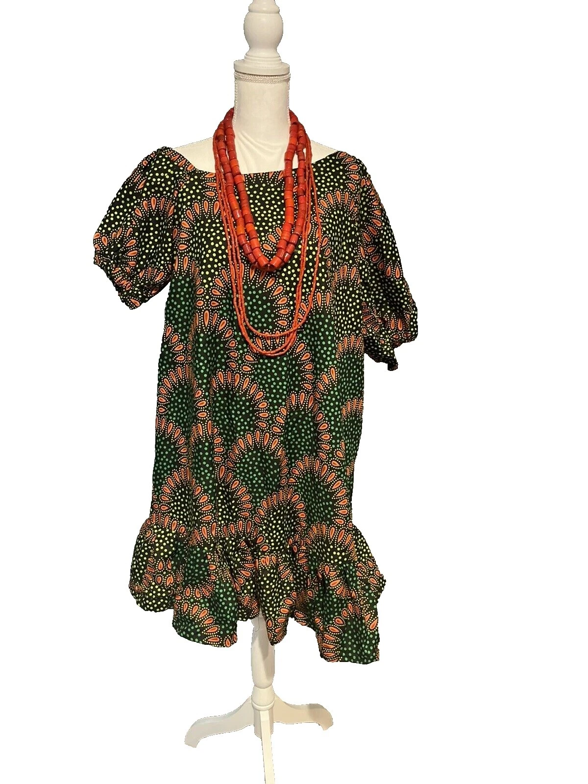 Handmade Cotton Blend Short Sleeve Mid-Calf Dresses for Women