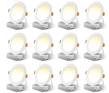 12-Pack 6 Inch LED Recessed Lighting with Junction Box, 2700K-5000K Selectable