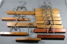 13 Vtg Wood Wooden Pants Clamp Hangers