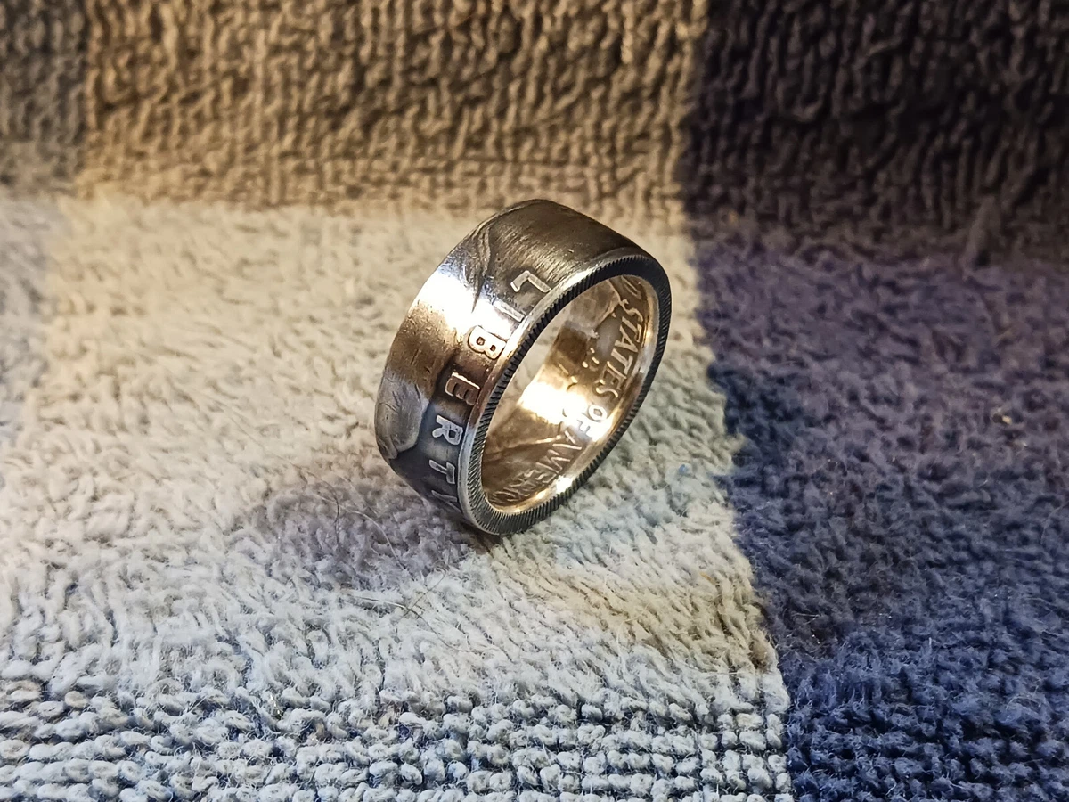 Silver half dollar best sale ring