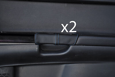 blue stitch FITS VOLVO S40 04-12  2X DOOR HANDLE LEATHER COVERS - Picture 1 of 1
