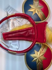 Disney Captain Marvel Minnie Ears Headband Red Blue Gold 'Higher Further Faster'