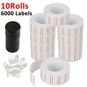 10 Rolls White Red Line Price Tag Gun Sticker 600 Labels Per Roll For MX 5500