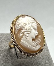Anello Oro 14kt con Cammeo Sardonico Vintage 25x18mm Made In Italy