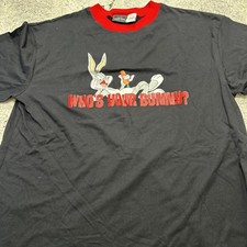 NWT VINTAGE Rare Bugs Bunny  Who's Your Bunny  Black Red T-shirt Size L -Large
