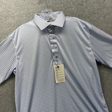 Collars  Co Dress Collar Polo Shirt Mens Large Blue Check Performance Stretch