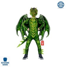 Dragon Costume Kids Boys with Wings Green Mask Bodysuit Tail Halloween Fantasy