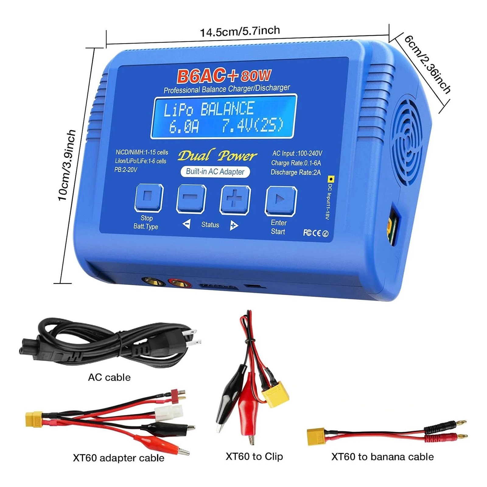 B6AC 80W Balance Charger 6A Lipo Li-ion LiFePO4 RC Battery Charger Discharger thumbnail 8