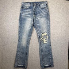 MNML Men's Size 32x35 Blue Distressed Skinny Jeans Ankle Length Streetwear