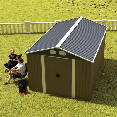 8x12 FT Outdoor Metal Storage Shed Large Storage Sheds with Lockable Door Window