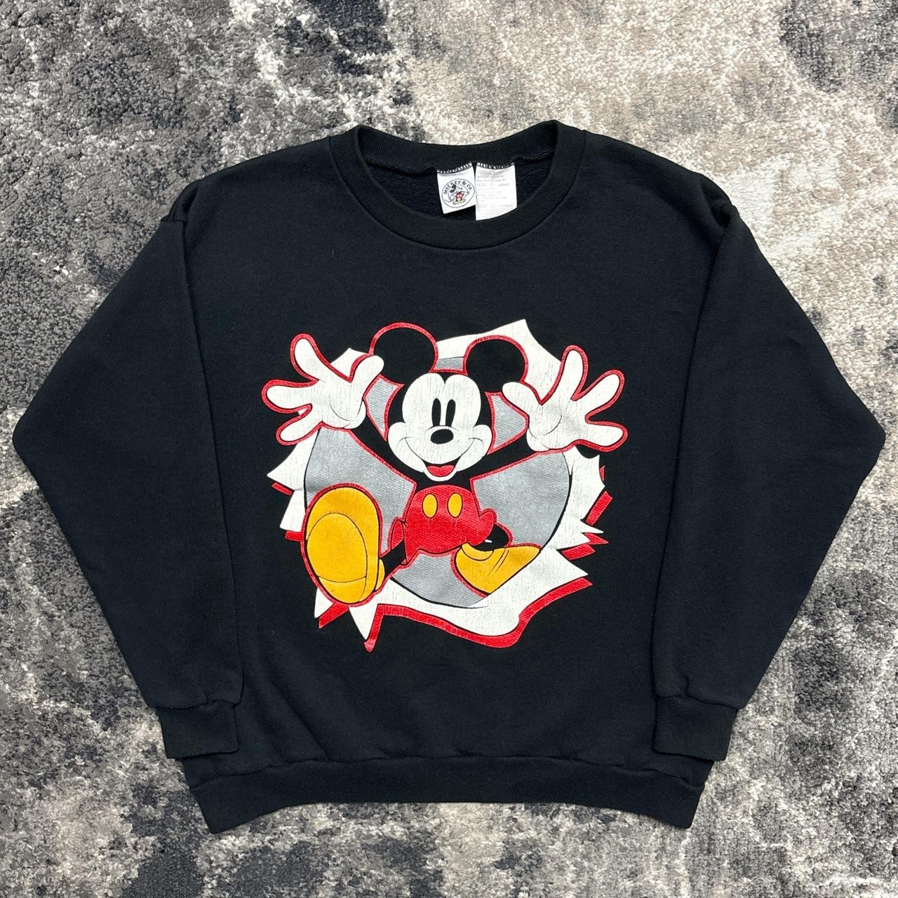Kids Vintage Mickey Mouse Sweatshirt Child Large 14-16 Disney 90s Crewneck Black