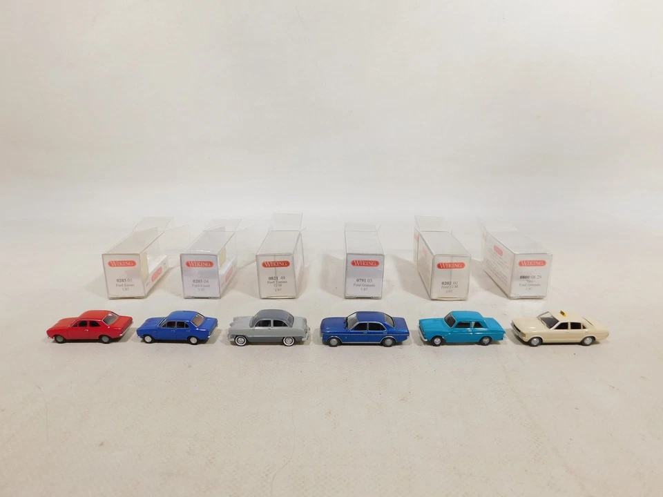 6X Wiking H0 1:87 Ford 0202 0821 12 M 0203 Escort 0791 0800 Mint+Box #DW942-0,5 - Immagine 2 di 4