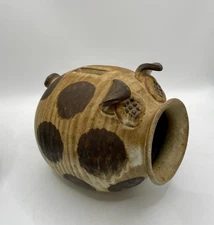 VTG Ceramic Studio Art Pottery Smiling Pig Piggy Bank Cork Stopper Nose Handmade