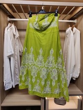 MONSOON DRESS MINI UK 14 PISTACHIO SLEEVELESS BOHO CASUAL BEACH COTTON WOMENS