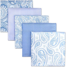 SHLAX WING 5 Pieces Assorted Mens Silk Pocket Square Set Handkerchiefs