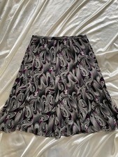 Vintage y2k 100 Silk Purple Black Paisley Midi Skirt Fairy Boho Size 12