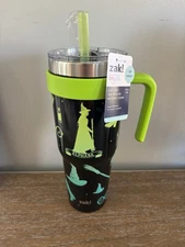 Zak 40oz Wicked Elphaba Stainless Steel Halloween Straw Handle Tumbler NEW