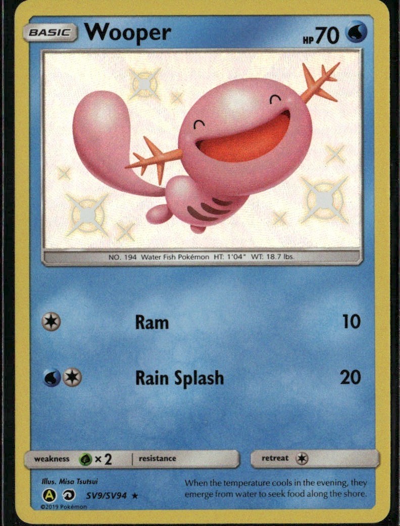 Wooper Shiny Holo Rare Hidden Fates Shiny Vault SV9/SV94 Water Pokemon Card