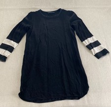 Zara Shift Dress Womens S Black 3/4 Sleeve Striped Round Neck Pullover Casual