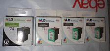 LD LOT Of 4 HP 74 BLACK 75 TRI-COLOR Ink CARTRIDGES Combo Pack, CC659FN 2018