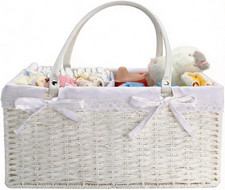 Large Baby Diaper Caddy Basket - Portable Wicker Paper Rope Storage Baskets Wove