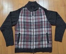 Kinloch Anderson Full Zip Knit L Size Check Pattern Sweater
