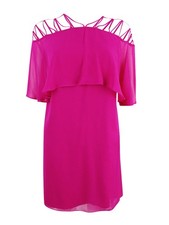 Cece Women's Lattice Off-The-Shoulder Popover Dress (0, Dark Pink)