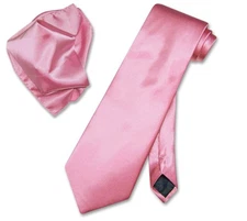 Antonio Ricci Solid HOT PINK FUCHSIA NeckTie Handkerchief Mens Neck Tie Set